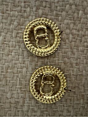 CD Gold-Tone Round Buckle Earrings - Elegant Women Jewelry
